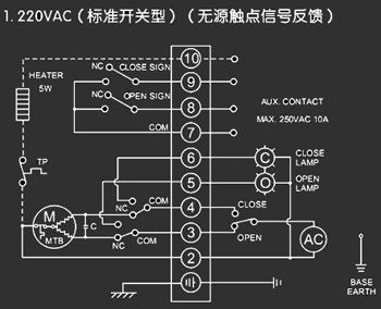 220VAC標準開關型<a href='http://www.www.benjaminfoo.com/Product/diefa/diandongdiefa/' target='_blank'>電動<a href='http://www.www.benjaminfoo.com/Product/diefa/' target='_blank'>蝶閥</a></a>接線圖