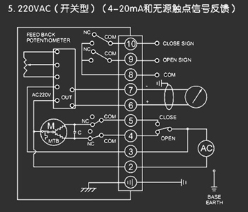 220VAC開關型<a href='http://www.www.benjaminfoo.com/Product/diefa/diandongdiefa/' target='_blank'>電動<a href='http://www.www.benjaminfoo.com/Product/diefa/' target='_blank'>蝶閥</a></a>接線圖