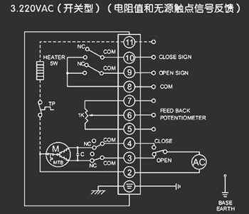 220VAC開關型<a href='http://www.www.benjaminfoo.com/Product/diefa/diandongdiefa/' target='_blank'>電動<a href='http://www.www.benjaminfoo.com/Product/diefa/' target='_blank'>蝶閥</a></a>接線圖