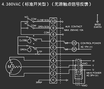 380VAC標準開關型<a href='http://www.www.benjaminfoo.com/Product/diefa/diandongdiefa/' target='_blank'>電動<a href='http://www.www.benjaminfoo.com/Product/diefa/' target='_blank'>蝶閥</a></a>接線圖